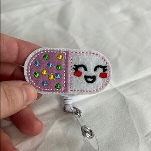 Cute Smiling Badge Reel with Colorful Dots